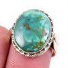 Natural Tibetan Turquoise Gemstone 925 Solid Silver Two Tone Ring Size 7US O9Q14