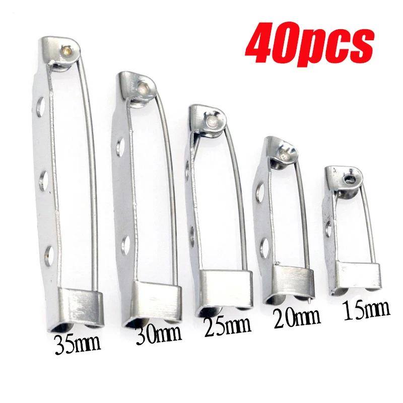 40Pcs Metal Brooch Pins Base Brooch 15/20/25/30/35/38/40mm Lock Back Safety Holder Findings for Jewelry Making Brooch DIY