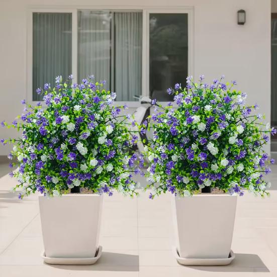 Artificial Potted Tree with Ground Stakes, UV Resistant Outdoor Faux Camellia Topiary Plants, Lifelike Fake Camellia Shrubs Bushes for Front