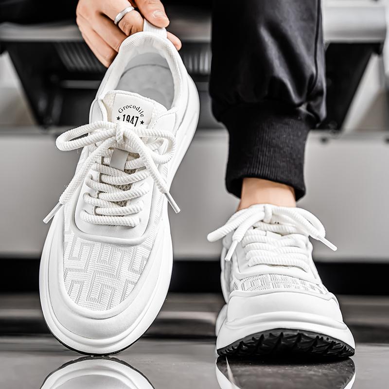 Мода 2025 Нескользящая Мужская Обувь Дышащая На Толстой Подошве Повседневная Обувь Корейская Версия Трендовая Студенческая Спортивная Дизайнерская Повседневная Платформа Белая
