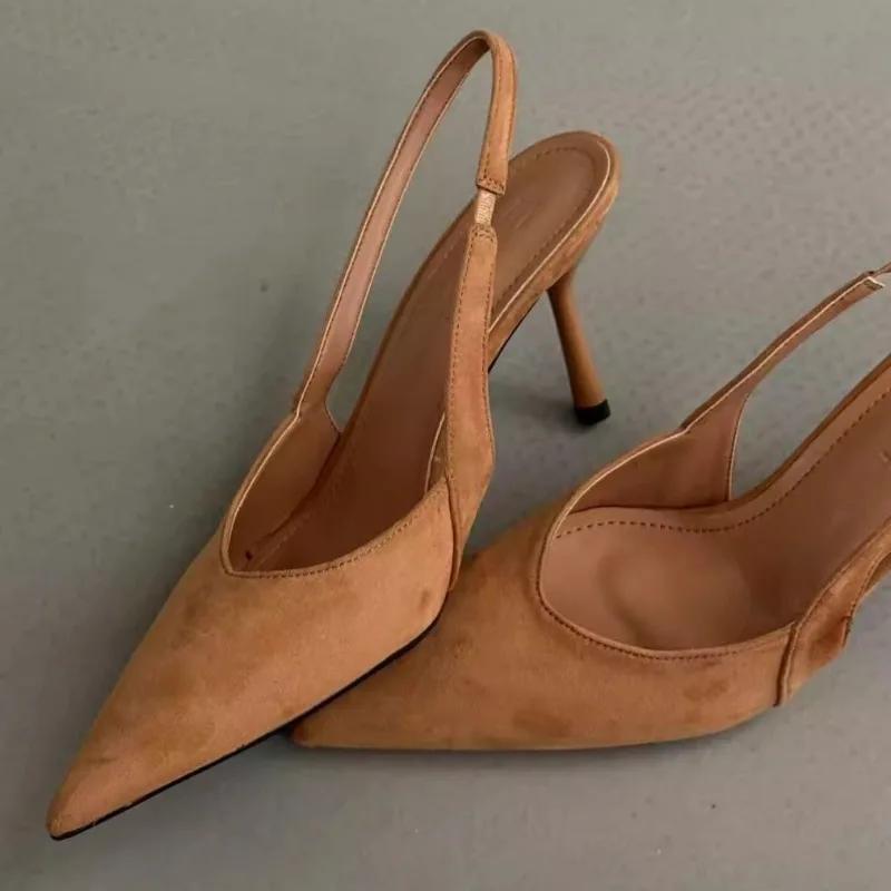 Fashion 2025 New Ladies Shoes Slip On Women's High Heels Fashion Shallow Office and Career Hot Sale Plus Size Solid Toe Cap Sandals