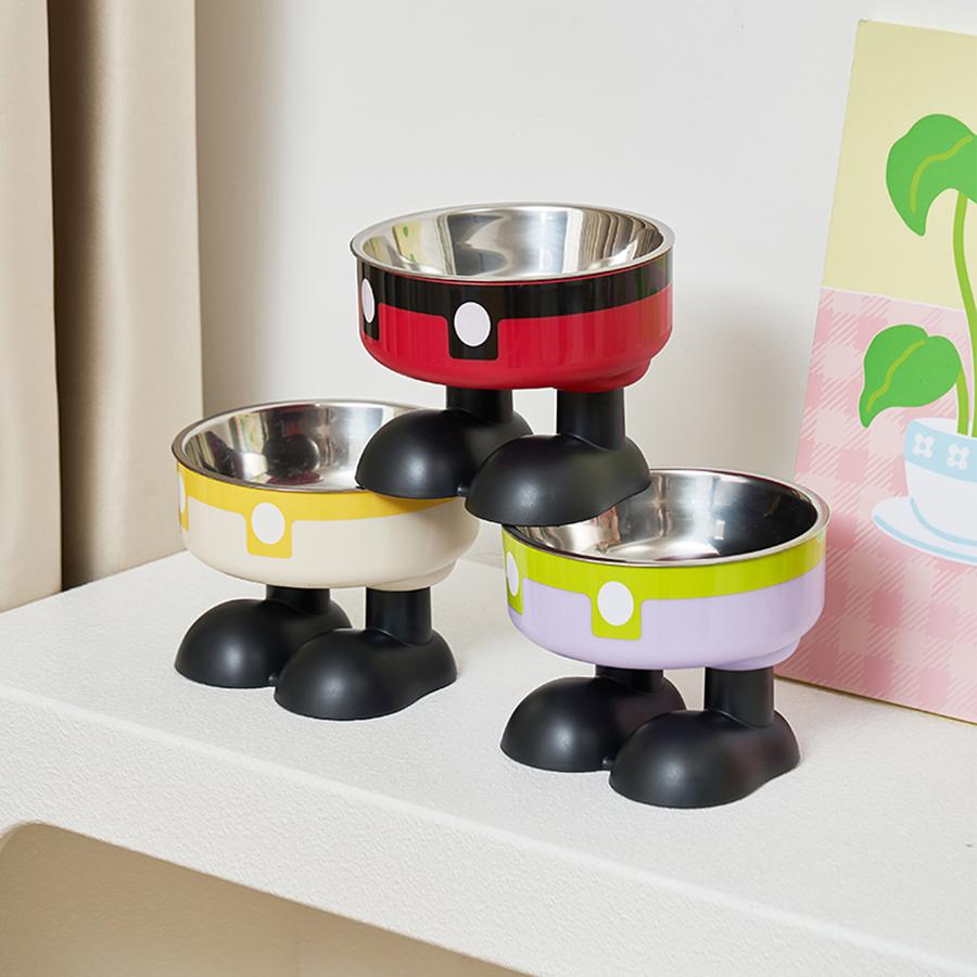 Pet stainless steel bowl anti slip large capacity dog bowl cat high footed bowl neck protection pet bowl anti knock cat bowl