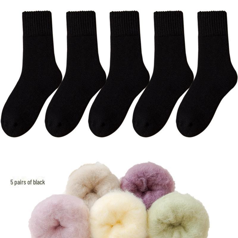 Женские флисовые носки Zhuji средней длины: Плотный, теплый бархат для осени/зимы — идеально подходит для сна и родов