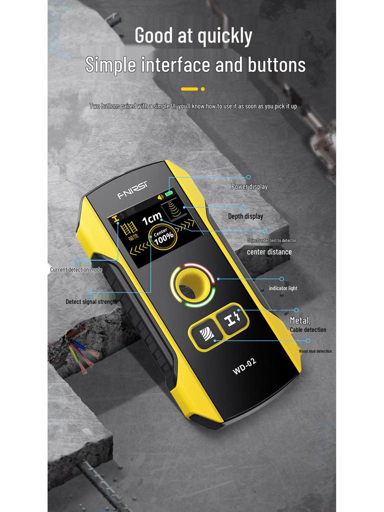 FNIRSI WD-02 Высокоточный многофункциональный детектор стен для проводов, металла и арматуры