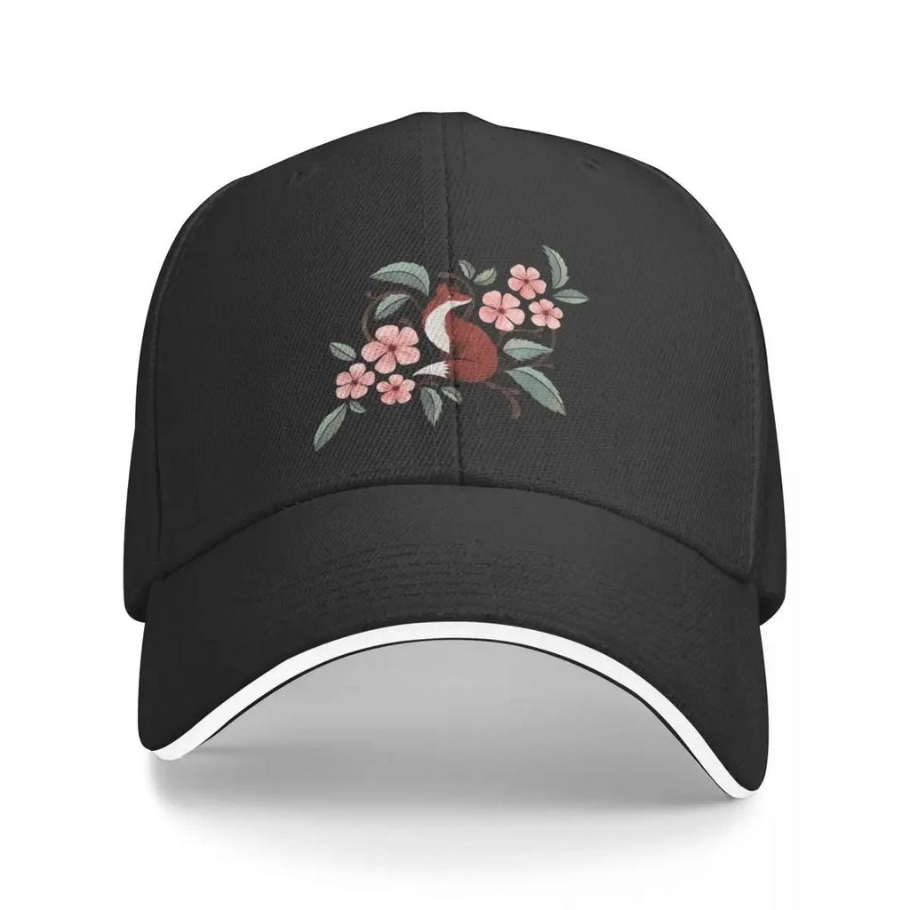 Fox In Cherry Blossoms Baseball Cap Dad Hat Gentleman Hat Boy Child Women's