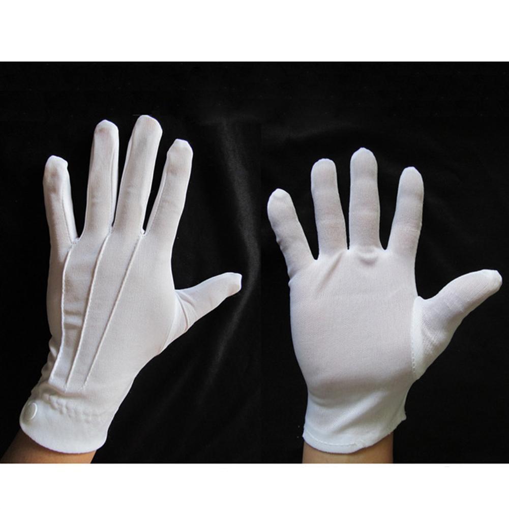 1pairs Formal Tuxedo Gloves - Nylon Guard Parade Gloves for Men and Women, White Cotton Marching Band Dress Gloves