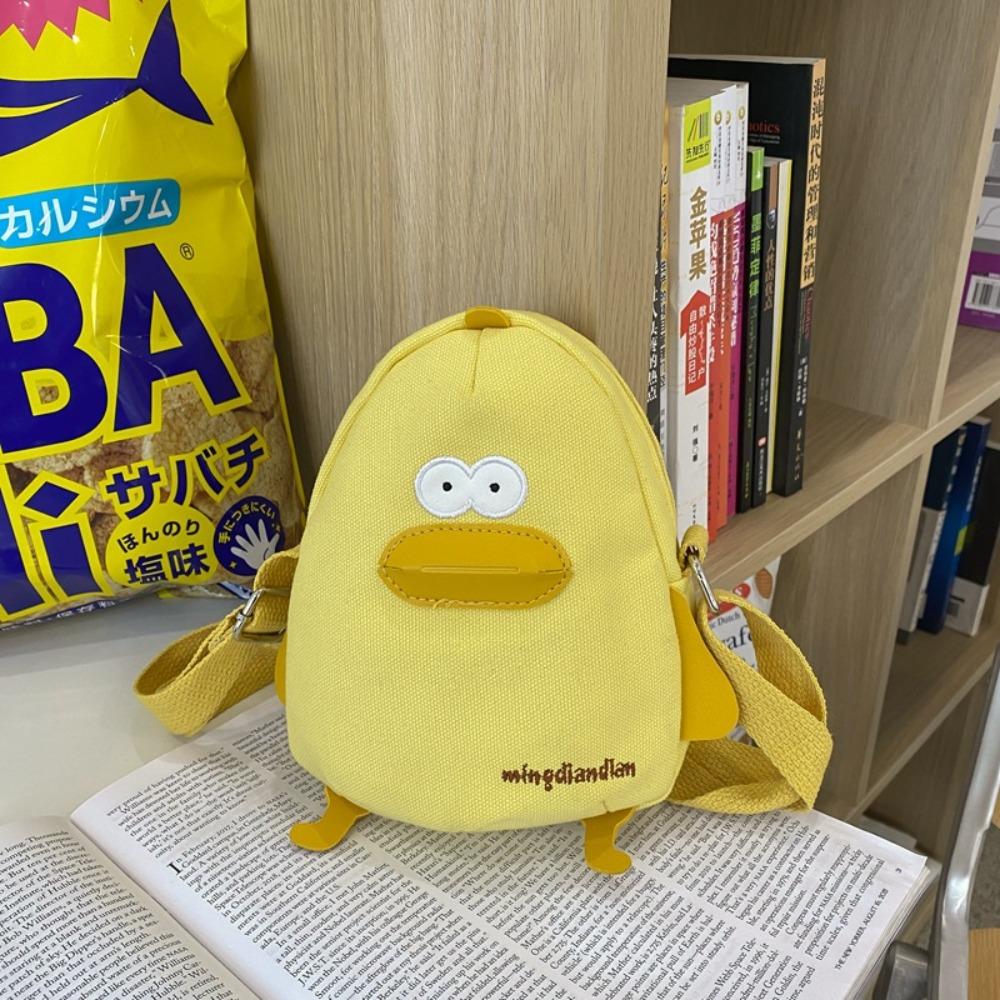 Canvas Small Messenger Bag Cartoon Cute Handbag Simple Funny Chick Crossbody Bag  Women