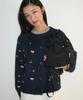 RONRON Petit Embroidery Knit Cardigan Navy