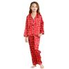 Children Button-Down Silk Pajamas Sets Nightwear 2PCS Lounge Sets 6-12 Years