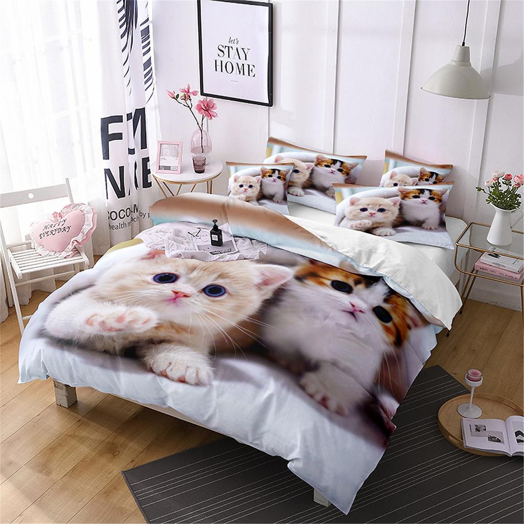 Комплект постельного белья с 3D милыми волками, кошкой и собакой, милый пододеяльник, пододеяльник, покрывало в этническом стиле с дикими животными и наволочками