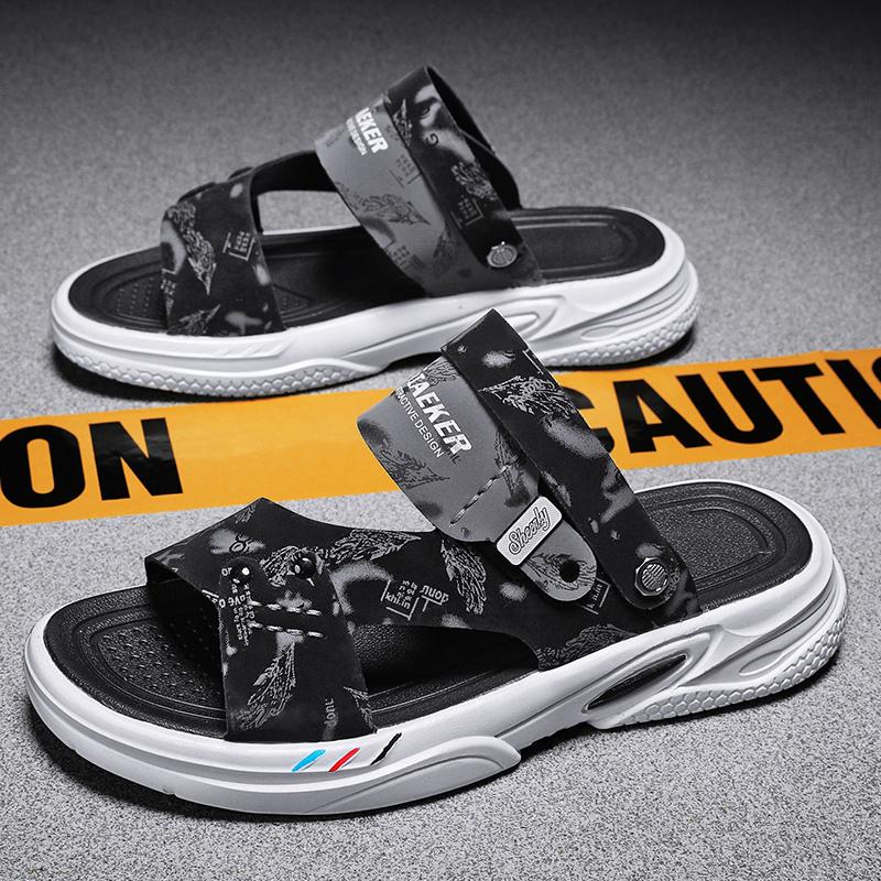 Мода Мода Мужские Сандалии Нескользящие Износостойкие Мужские Домашние и Уличные Тапочки Мягкие и Удобные Пляжная Обувь Мужские Сандалии Два Способа Носить