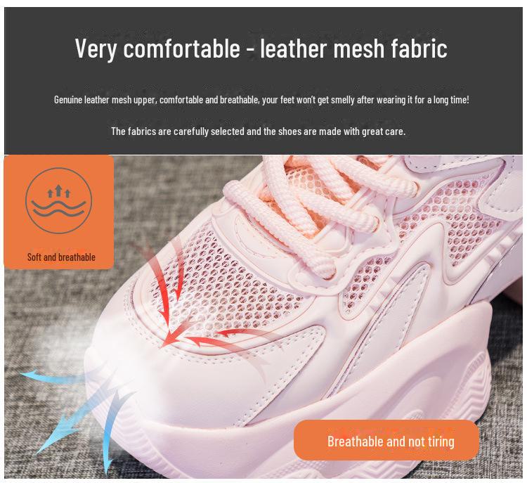 Женские сетчатые туфли 2025 года от Dad Shoes — модная дышащая спортивная обувь на толстой подошве для повседневного ношения