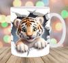 3D Белый Тигр Тигр Керамическая Кружка-Маркер для Кофе Чайная Чашка Новый Животное Животное Новый Король Леса