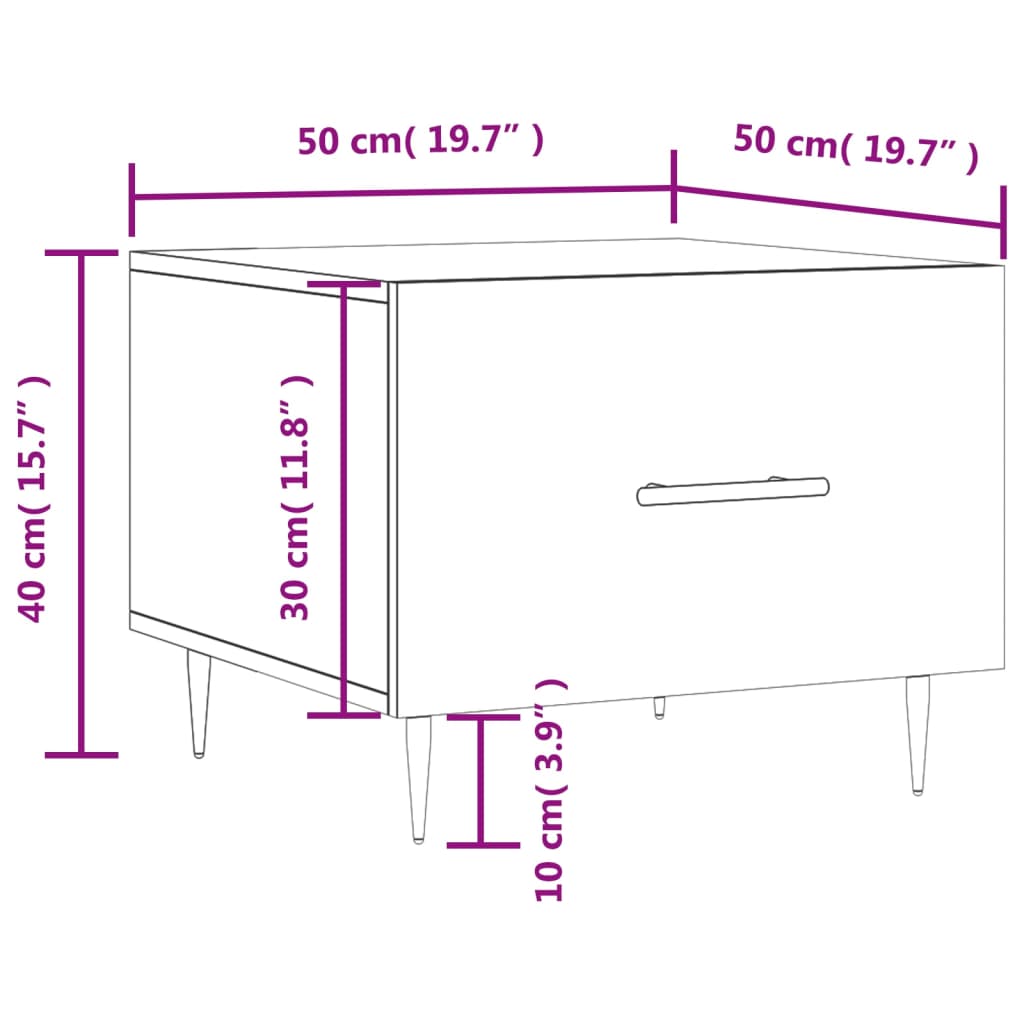 Coffee Tables 2 pcs High Gloss White 50x50x40 cm Particleboard