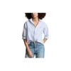 Polo Ss24 Striped Logo Embroidered Single-Breasted Loose Long Sleeve Shirt Women Shirts White WMPOSHTNDO20596-999