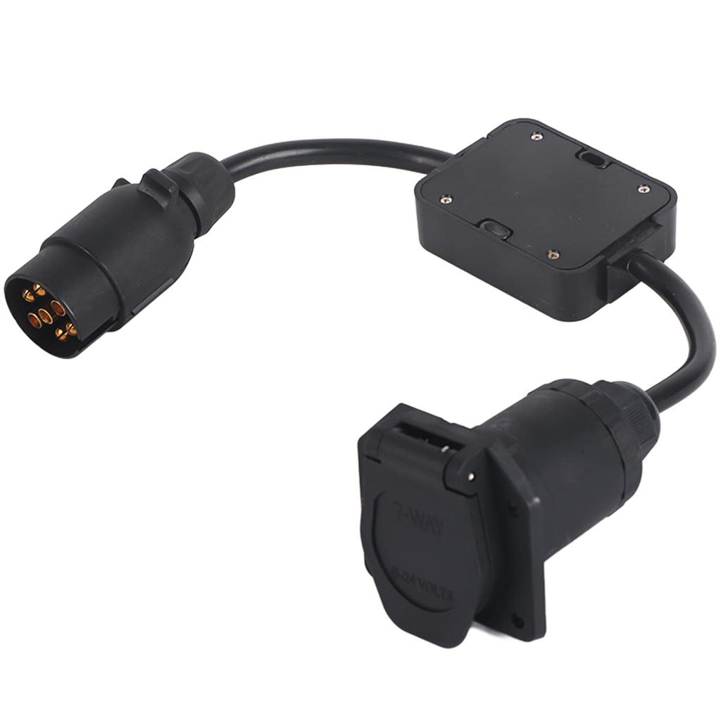 7-Pin Circular Connector, Trailer Adapter Connector, Light Cable Converter, Conversion Adapter, European 7-Pin to American 7-Way Plug