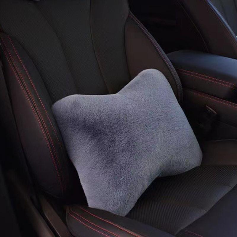 Подушка для поддержки шеи и поясницы в автомобильном сиденье, плюшевая подушка для подголовника автомобиля, теплая и комфортная универсальная подушка для поддержки поясницы