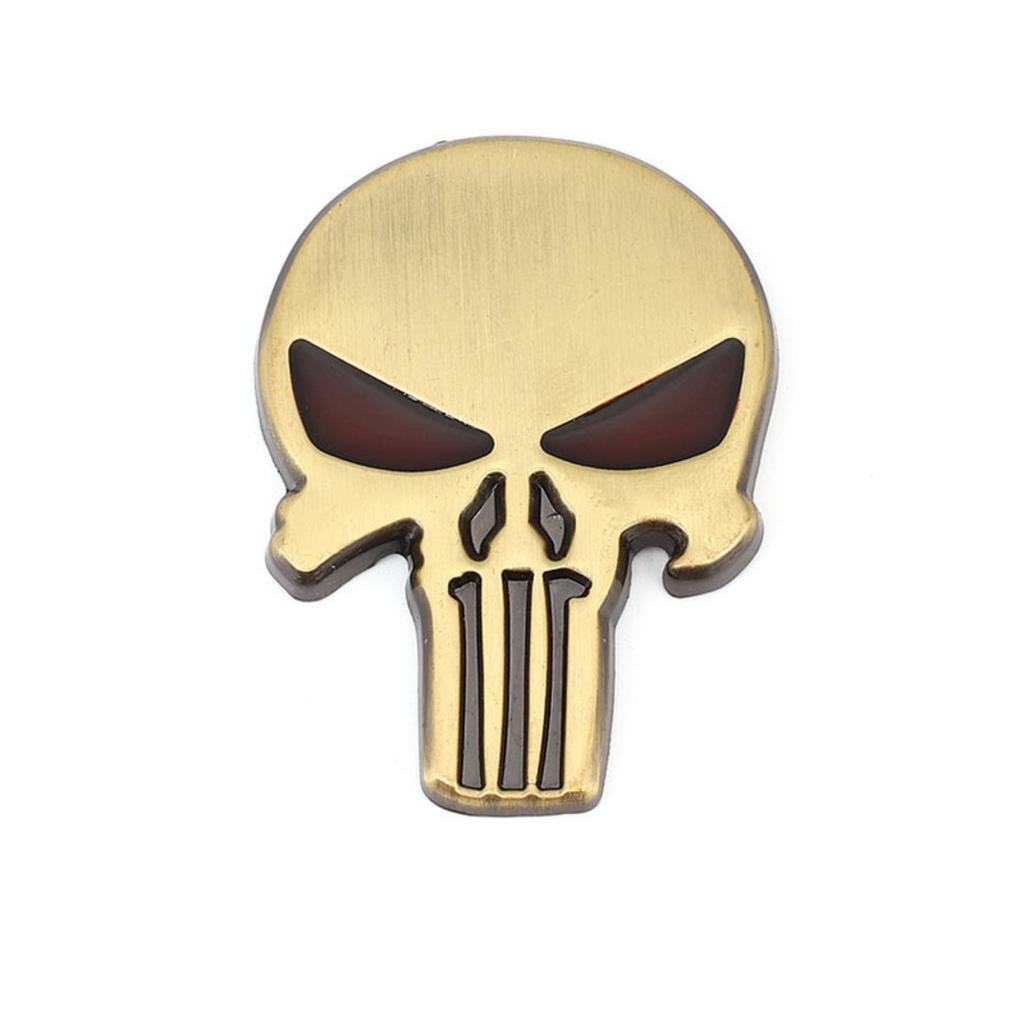 3D Metal Skull Head Logo Badge Sticker Car Side Fender Rear Trunk Emblem Decal for Cars Motorcycles Pickups Etc