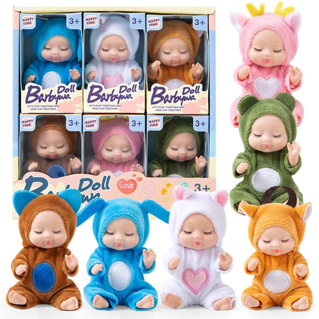 4 Inch Baby Dolls 6pcs Set Realistic Baby Dolls Toys With Cute Handmade Doll Clothes For Suitability Kids 3 And Up
