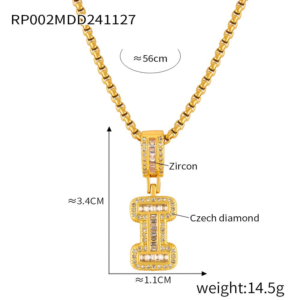 Fashionable New Zircon Letter Pendant Necklace 26 A-Z Initials for Names Color-Retaining, In-Stock