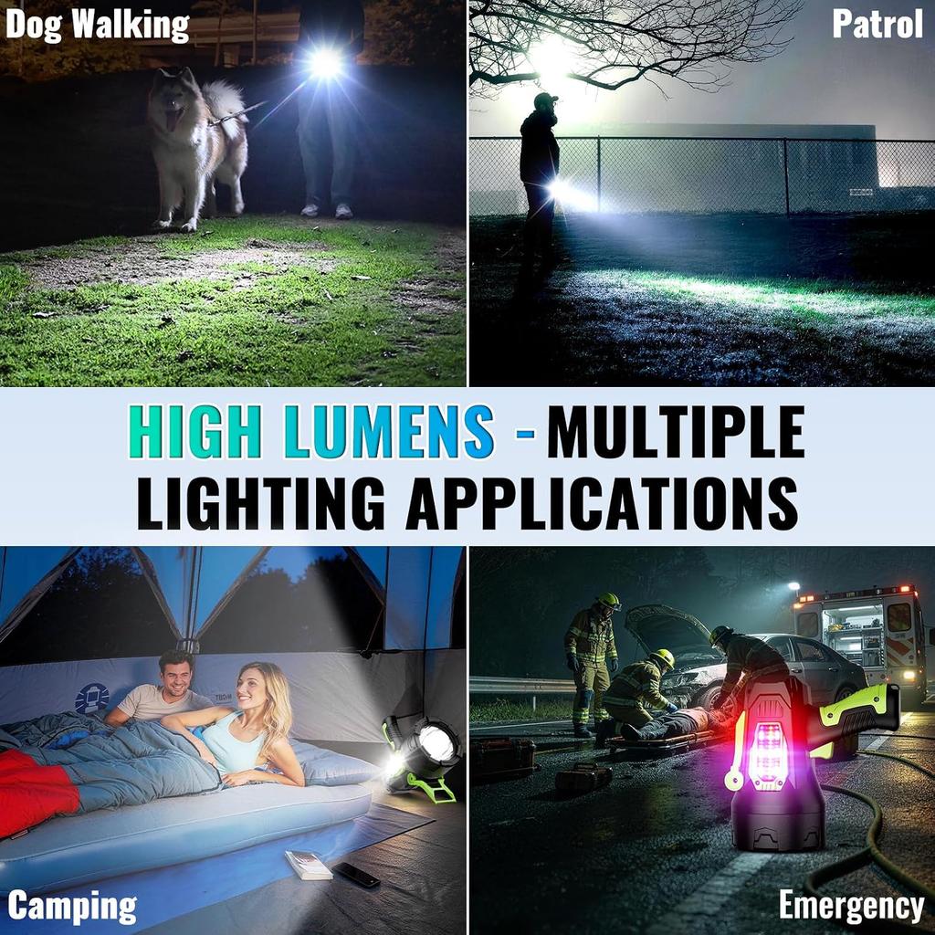 taoquwe Rechargeable Spotlight,2000000 LM Super Bright Handheld Spot Light LED Flashlight High Lumens,Powered Spotlight Large Searchlight Outdoor