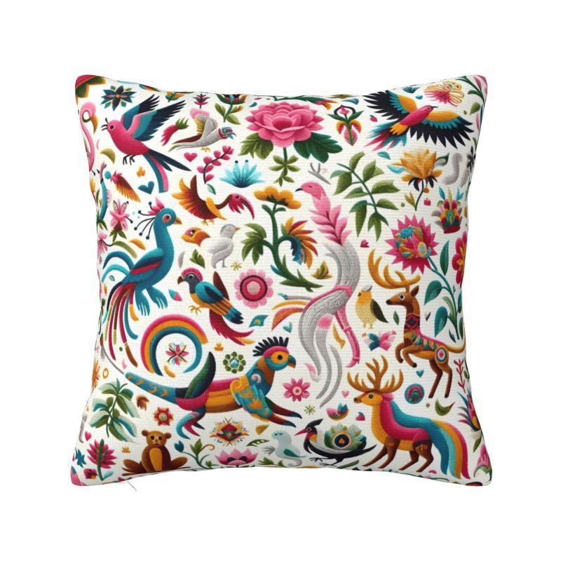 Mexican Flower Patchwork Print Cushion Cover x cm Polyester Velvet Throw Pillow Case For Sofa Decoration Bedding Pillowcase