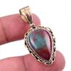 Natural Bloodstone Gemstone 925 Solid Sterling Silver TwoTone Pendant 1.50" K6i55