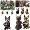Enchanting Resin Garden Statue Of Cat Eating Dwarf Nordic Hand Painted