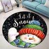 Cartoon Snowman Merry Christmas Round Area Rugs Indoor Circle Rug Entryway Doormat Floor Carpet for Bedroom Living Room Mat