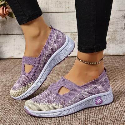 Мода 2024 года, хит продаж, модные женские туфли на среднем каблуке с круглым носком, тканевые цветные блоки, повседневные дышащие женские туфли на плоской подошве