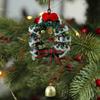 Christmas Crochet Wreath Hanging Decoration Xmas Tree Car Rearview Mirror Hanging Handmade Wreath Bell Ornament Holliday Party Pendant