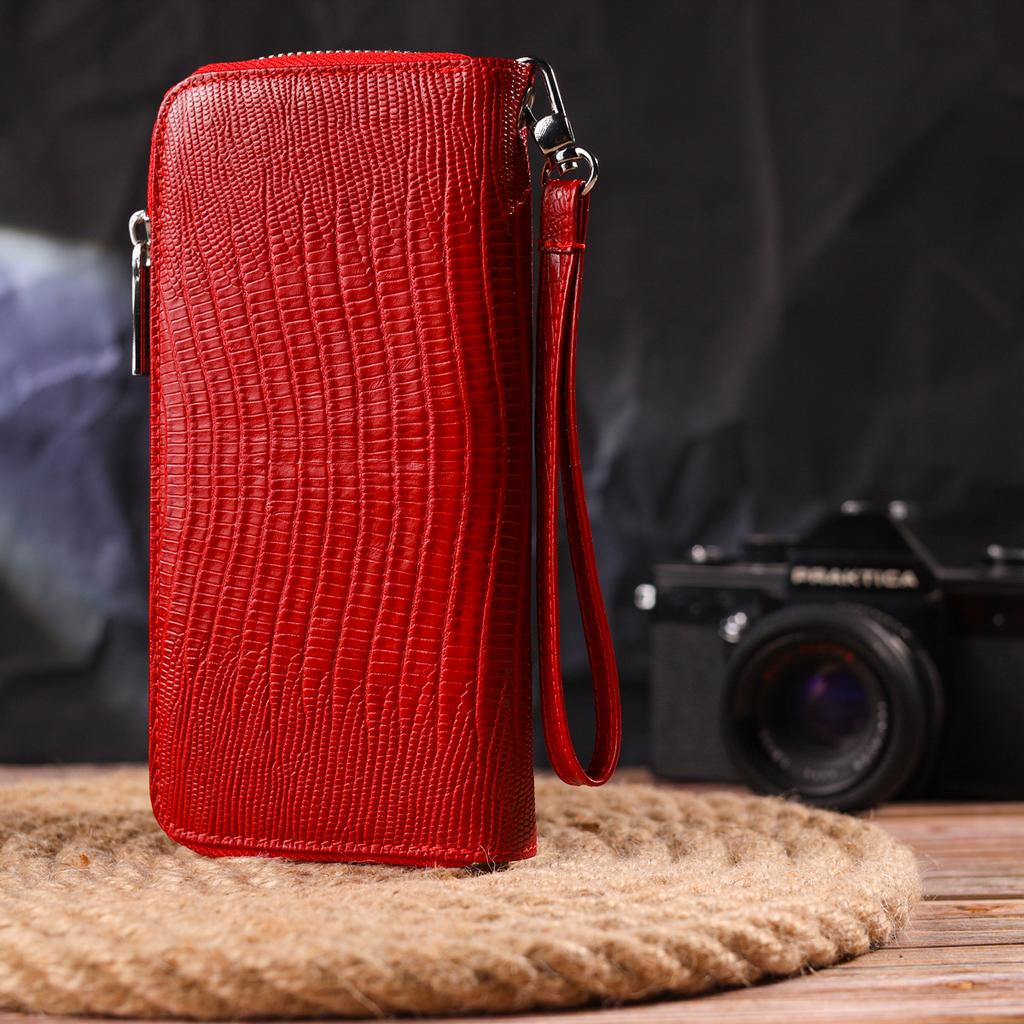 Оригинальный женский кошелек из натуральной фактурной кожи CANPELLINI Wallet 21613 Красный