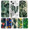 Чехол для телефона iPhone 17 Air Cases iPhone 16 15 12 13 14 Pro Max SE 7 8 Plus iPhone11 Прозрачный Мягкий Чехол Листья Монстера Зеленый