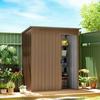 Metal Garden Shed with Air Vents and Sliding Door, 159x106x181 cm, Brown