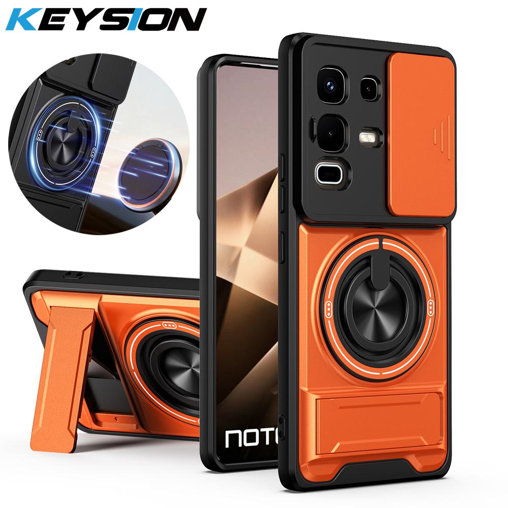KEYSION Магнитный чехол для телефона Infinix Note 50 4G 50 Pro+ 50S 50X 5G Защита камеры со сдвижной крышкой Вертикальная подставка Ударопрочный чехол