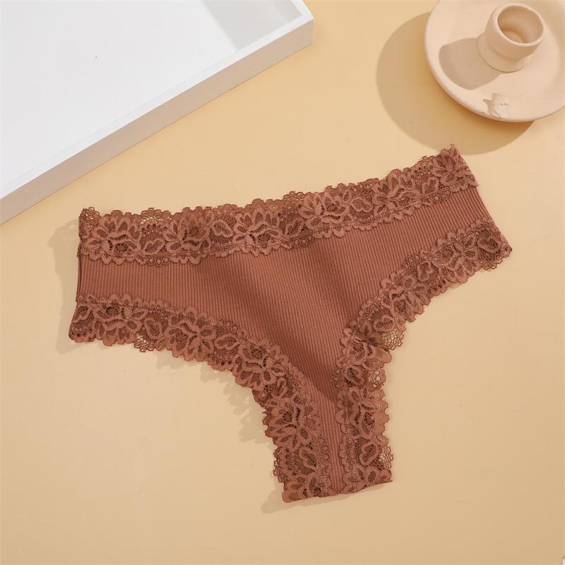 FINETOO Хлопковые бесшовные кружевные трусики для женщин, сексуальные трусики, удобное нижнее белье, женские стринги с цветочным принтом