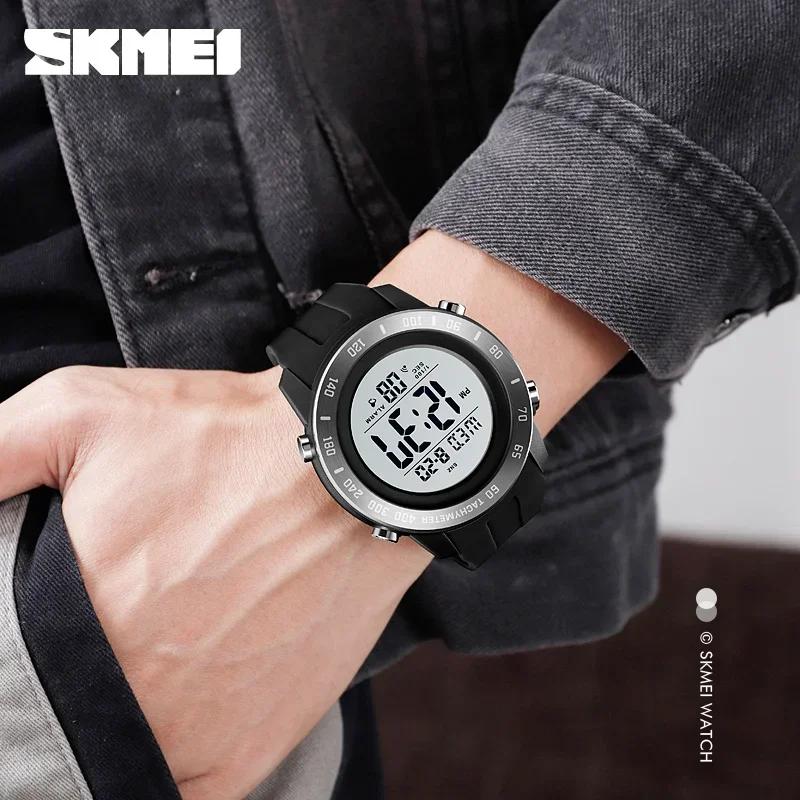 SKMEI 1524 2 Времени Светодиодные Цифровые Наручные Часы Мужские Водонепроницаемые Хроно График Обратного Отсчета Мужские Часы Мужские Часы Большой Циферблат Спортивные Мужские Часы