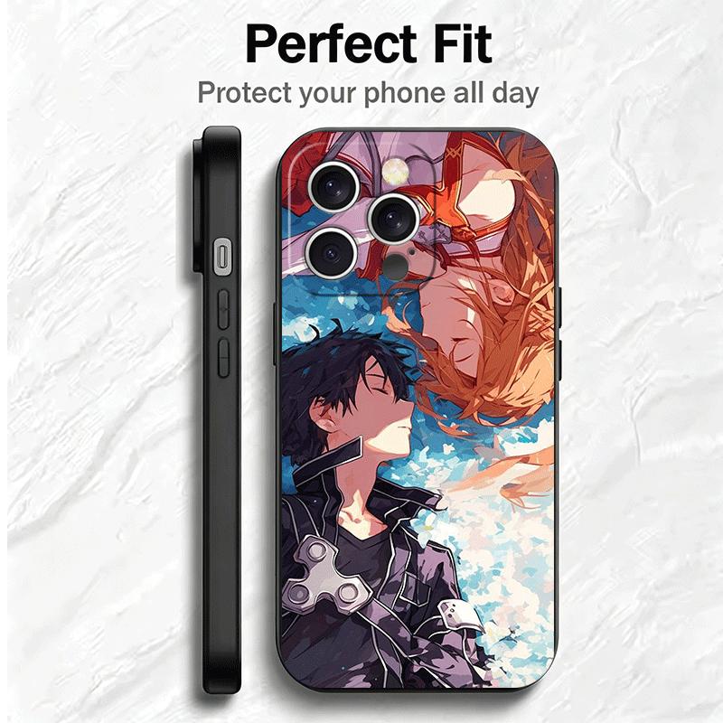 Мягкий чехол для телефона S-Sword O-Online SAO Anime для iPhone 16 16E 17 Air 15 Pro Max 14 Plus 13 Mini 11 12 7 Черный Чехол Задняя Крышка