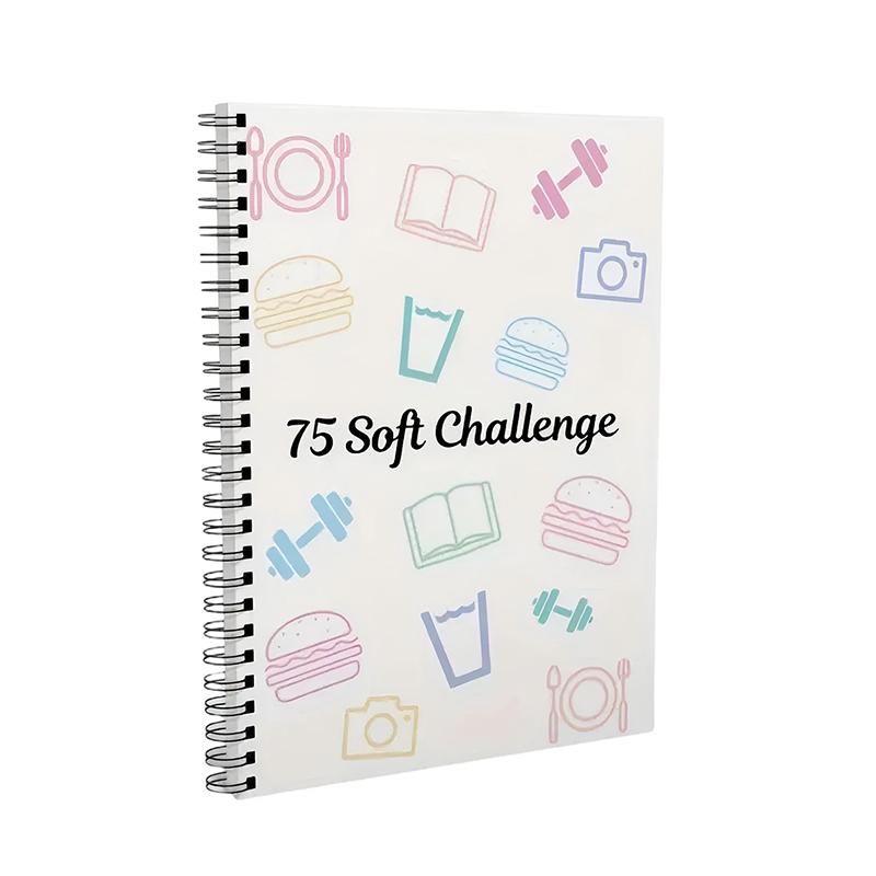 Блокнот-планировщик 75 целей 'Мягкий вызов', 75 простых трекеров 'Мягкий вызов', журнал-планировщик, редактируемый набор