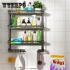 Bathroom Holder Wall-mounted Black Multifunction Storage Rack Strong Load-bearing Rustproof Kitchen Organizer Bathroom Shelf