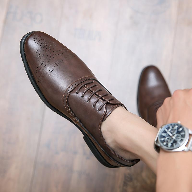 Fashion Business Fashion Dress Shoes Men Shoes Black Brown Lace Up Business Office Block Shoes Luxury Social Shoes Size 38-48 Men Shoes