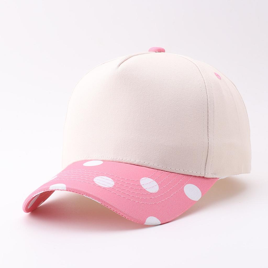 Five-piece polka dot contrasting baseball cap, Japanese and Korean fresh striped curved brim cap, spot.