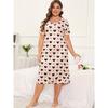 Plus Size Dresses Micro Stretchy Nightgowns Short Sleeve Pullover Round Neck Dresses Oversized Women's Homewear