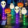 Halloween Garden Pumpkin and Ghost 8 Automatic LED Stylish Decor for Creating Garden Gift Lights, 6-Pack Lights, Solar-Powered, Modes, Outdoor,