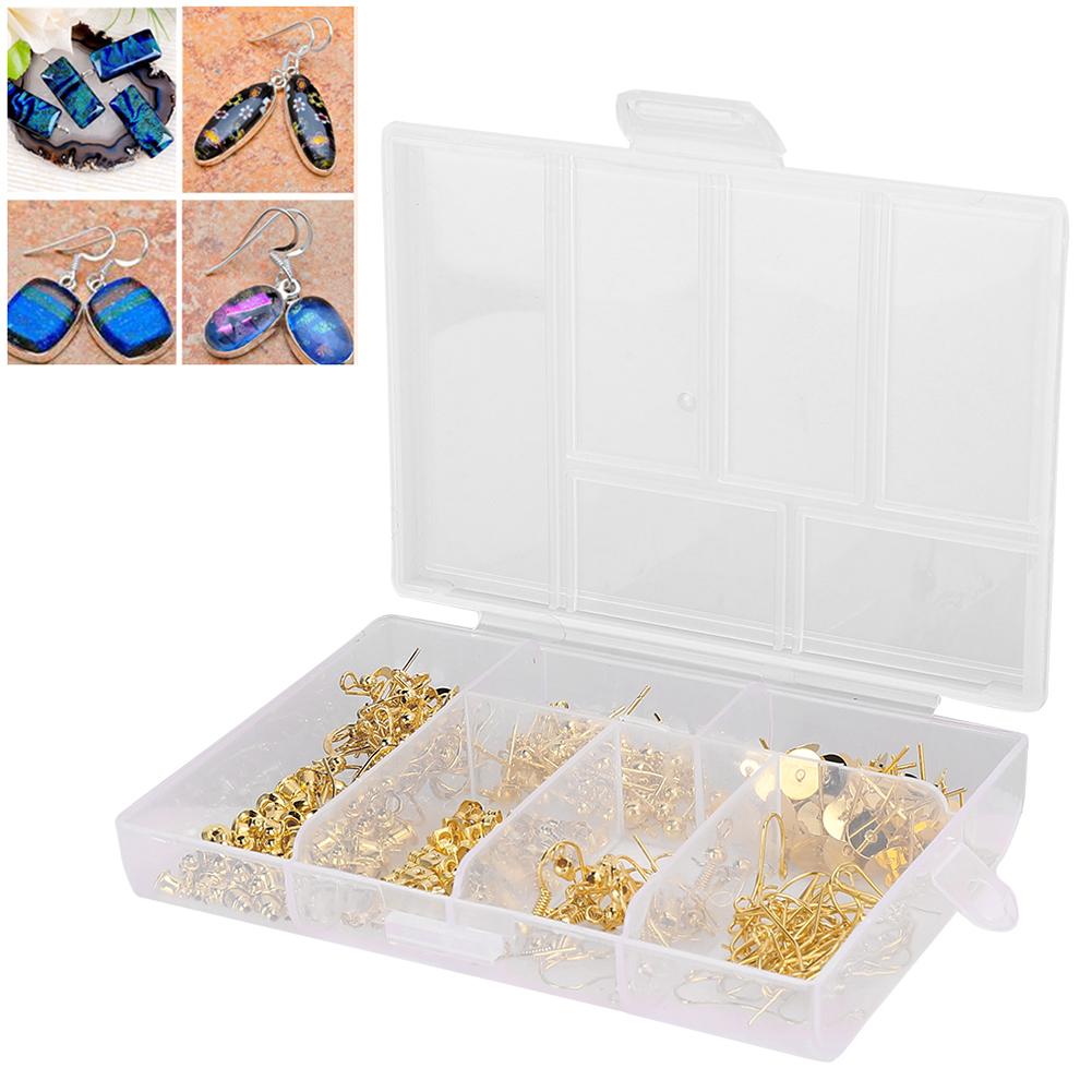 Набор для изготовления серег Круглые бусины Пуссеты Швензы Крючки для серег Набор ювелирной фурнитуры Золотой