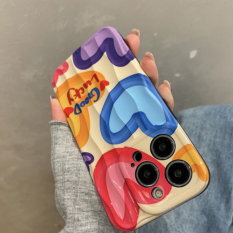 Красочный чехол для телефона Love с 3d волнистыми линиями для Iphone 14 13 12 11 Pro Max 14 Plus, мягкий силиконовый противоударный чехол для задней панели Imd