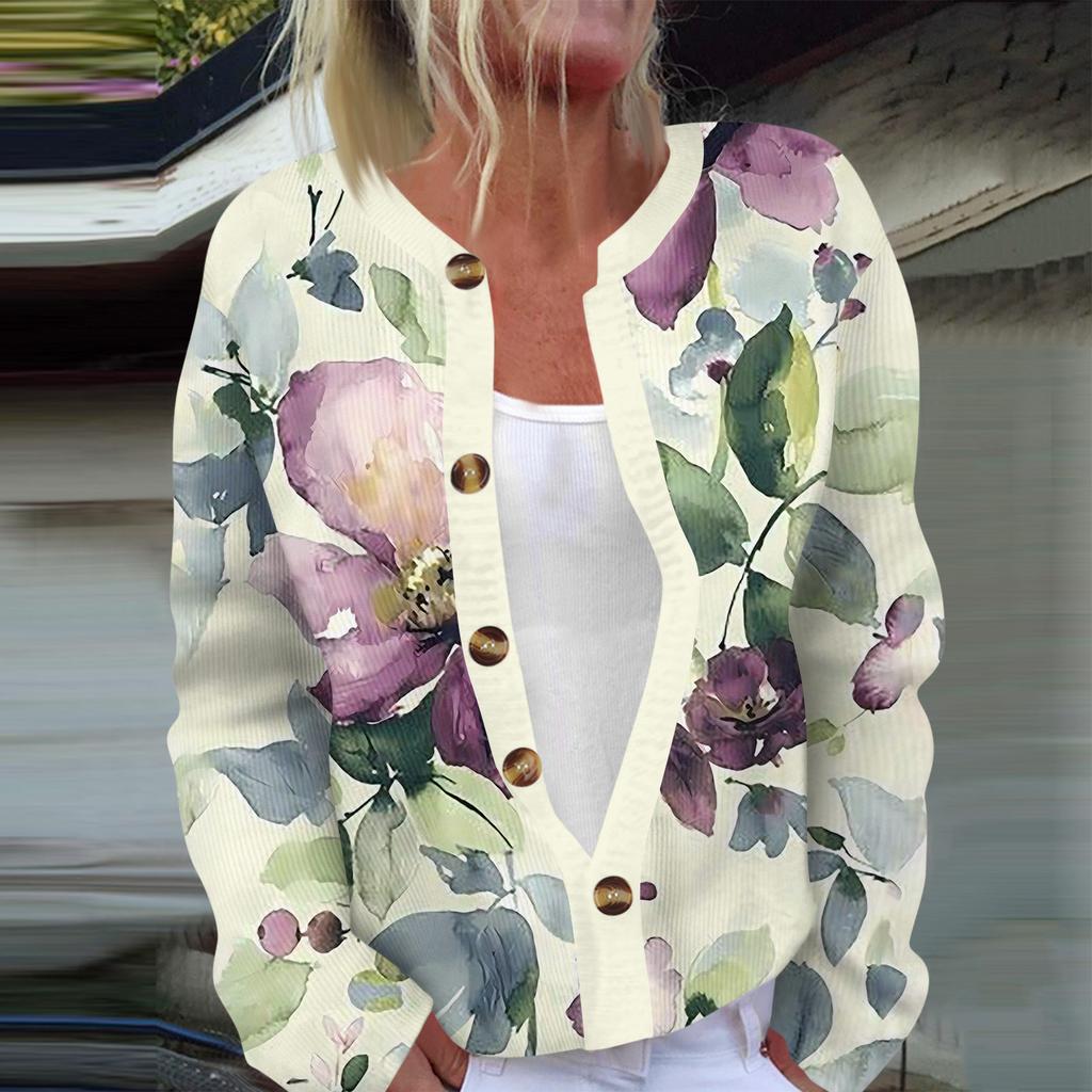 Women's Fashion Long Sleeve Christmas Snowman Snowflake Print Jacket Cardigan