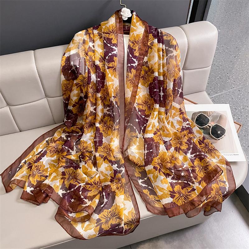 New Design Brand Scarf Fashion Small Broken Floral Bubble Chiffon Shawl Spring Autumn Wrap Hijabs Lady Pashmina Foulards Bandana