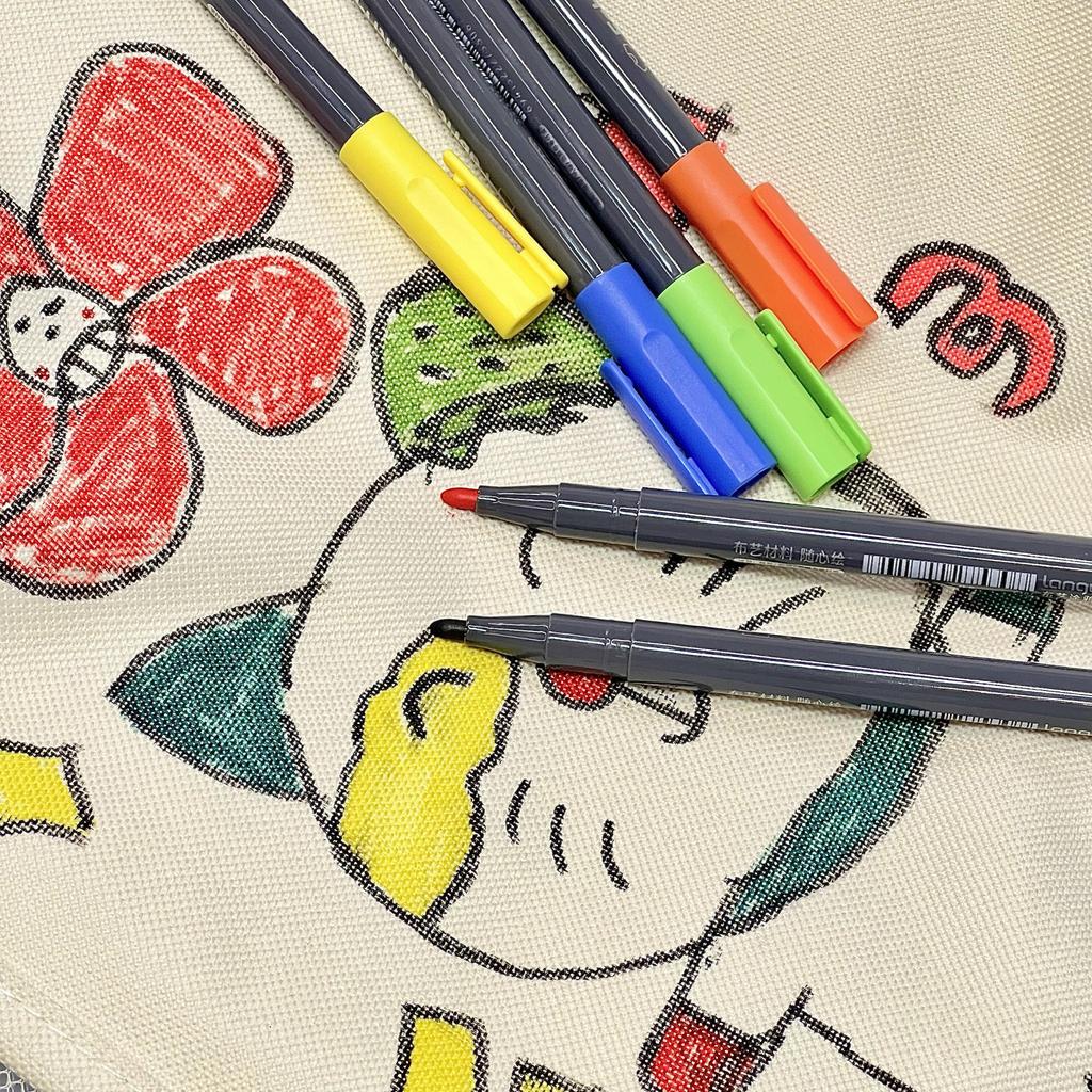 Набор из 6 маркеров для граффити по ткани, моющиеся и многоразовые, для рисования на хлопковом холсте, льне, для школы рисования своими руками