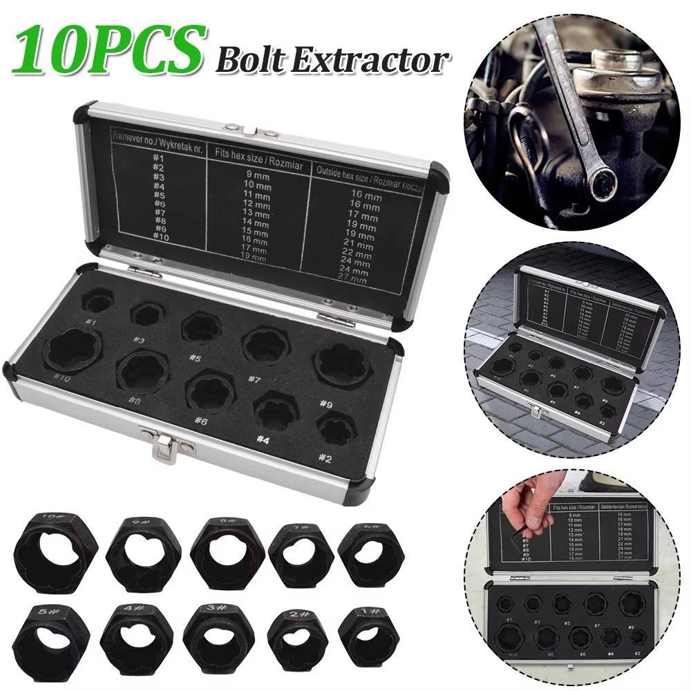 Hexagonal Design Bolt Extractor Set with Aluminum Box Nut Removal Socket Rounded-Off Nuts